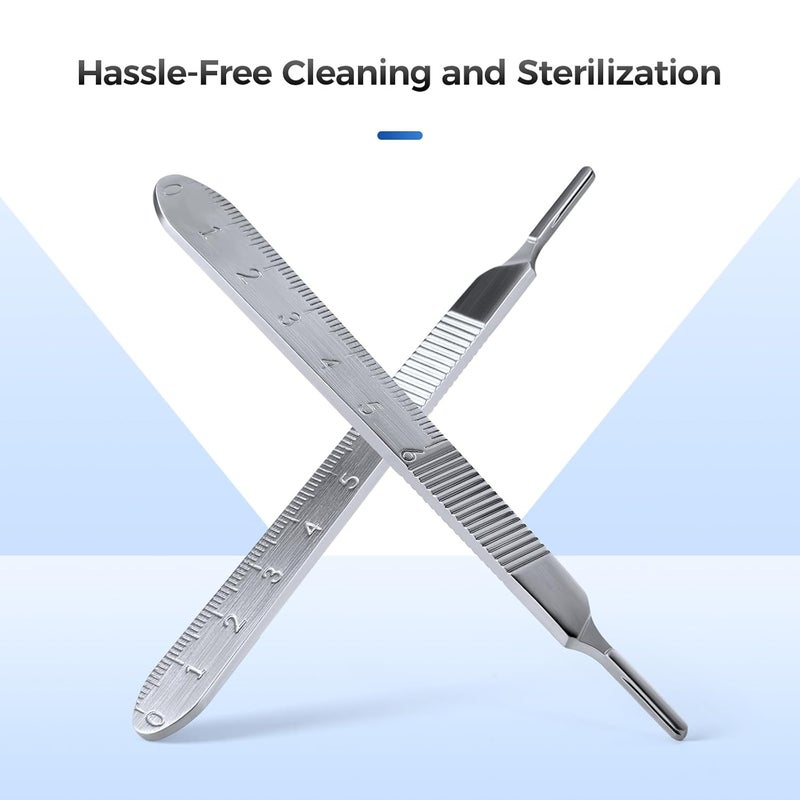 JMU 2 Pcs Scalpel Handle No 3, Stainless Steel Dermaplane Handle for Blades No. 10 10R 11 12 13 14 15 15A and 15C - Image 5